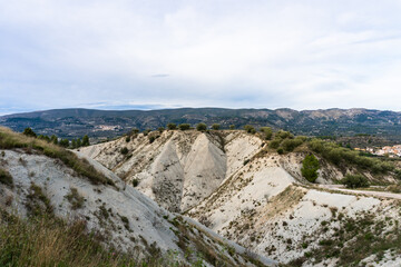 Landscape with white sandstone gullies