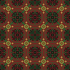 Seamless fabric pattern, Bohemian, yellow, orange, red, green, floral, geometric, antique, native american, cloth, background 