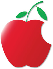 Fresh red apple fruit with green leaf isolated on white background, a healthy and delicious nature icon