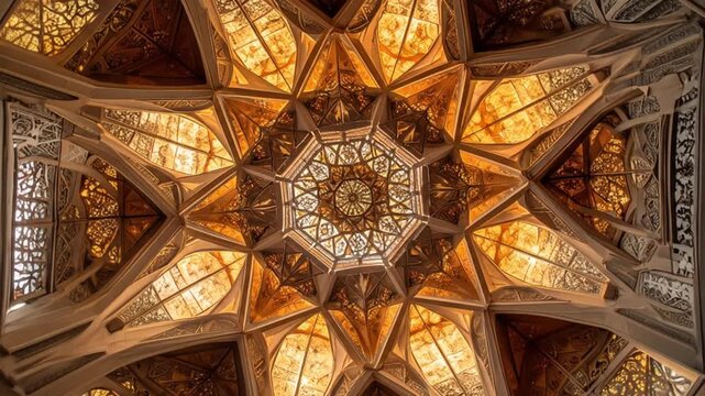 Stunning architectural ceiling design with intricate geometric patterns.