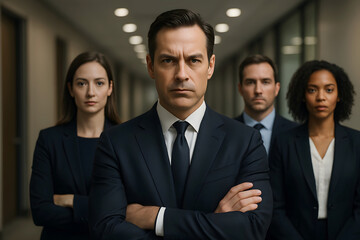 Serious business team in suits