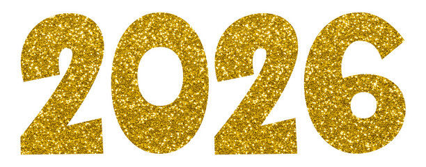 Luxurious Golden Glitter Numbers forming 2026 perfect for New Year Celebration Banner, Festive Holiday Greeting, or Party Invitation Design