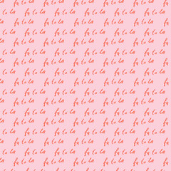 Christmas carol words seamless pattern. Hand drawn fa la la calligraphy words repeated print for holiday packaging, wallpaper, handwritten letters Christmas background. Vector texture