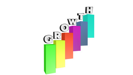 Colorful growth chart shows business success and positive financial progress