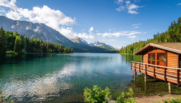rustic cabin getaway serene lake lush mountain views perfect summer escape