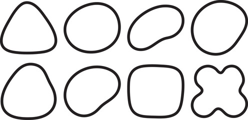 Collection of abstract organic shapes with black outlines on a white background