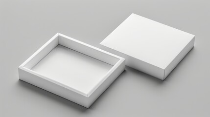 White folding gift box mockup  open and closed 3d render for presentation and design use