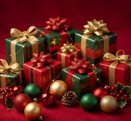 Obraz premium christmas gift boxes with christmas balls