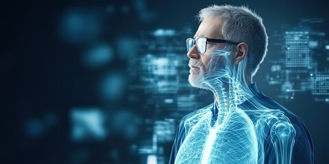 Abstract view of the humans chest with lungs inside. Health care concept.