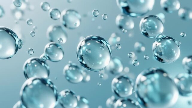 美容液成分が満ちていく癒しのマクロ世界｜透明ジェルと微細バブルの幻想シーン｜ジェネレーティブAI
