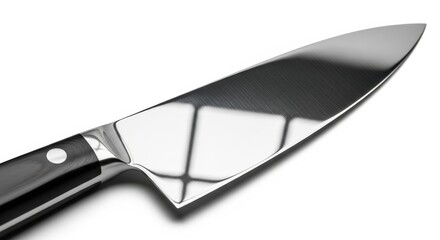 Stainless steel kitchen knife on white background with copy space  