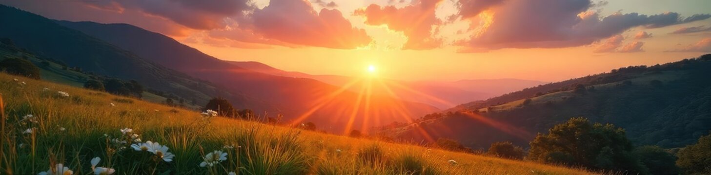 A peaceful sunrise over a tranquil landscape, evoking serenity and spiritual reflection, perfect for themes of hope, faith, and renewal , love, salvation