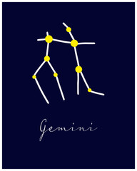 Astrological Gemini horoscope sign, astronomy constellation. Simple symbol.