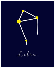 Astrological Libra horoscope sign, astronomy constellation. Simple symbol.