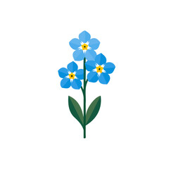Simple_flat_2D_icon_forget-me-not_flower_isolated_on__white background, simple illustration with EPS format design, 2D flat icon, minimalist clipart