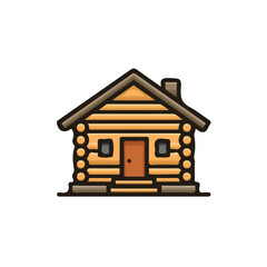 A_Simple_flat_2D_icon_mini_log_cabin_isolated_on_a_white background, simple illustration with EPS format design, minimalist clipart, 2D flat icon