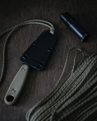 Knife, paracord and lighter