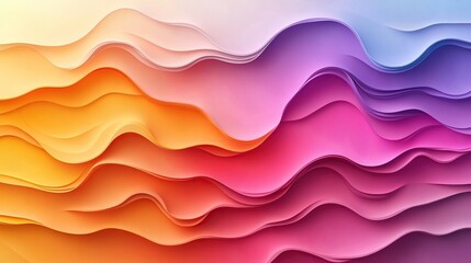 Fototapeta premium Abstract flowing waves of vibrant colors, transitioning from m orange and yellow to cool pink and purple hues