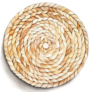 painting_of_a_woven_placemat_Hand-painted watercolor style, vectorized, vector set available in EPS, simple design