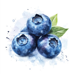 painting_of_fresh_blueberries_with_leaves_on_a_white_Hand-painted watercolor style, vector set available in EPS, vectorized, vegetables set