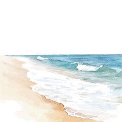Beautiful beach and blue sea painting design set Hand-painted style, vectorized, vector set available in EPS, Simple Hand-painted watercolor style