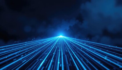 Blue Light Trail A Visual Journey through the Digital World, Emphasizing Speed and Data Flow