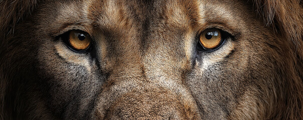 Close-Up Lion Eyes in Dramatic Lighting, Ai Genrated