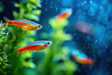 Neon Tetra Fish in Vibrant Aquarium