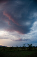 Obraz premium Dramatic storm clouds over the African savannah