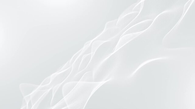 Digital dynamic wave of particles. Abstract white futuristic background. 4k seamless loop