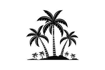 Exotic Palm Tree Silhouettes Tropical Island Beach Vacation Paradise