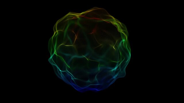 Abstract digital multi color sphere. Concept of artificial intelligence. Big data technology visualization seamless 4K looping 3D animation background