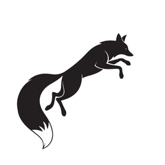 Jumping fox silhouette, wild animal vector, leaping fox illustration, minimal wildlife design