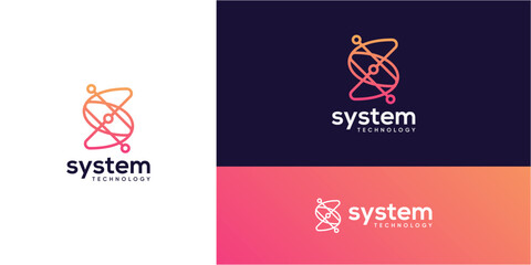 Letter S digital connection logo design ideas. Vector of technology network system icons symbols.