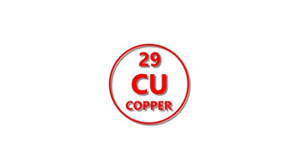 Copper icon texture red color 4k illustration. 29 number Copper 4k illustration.