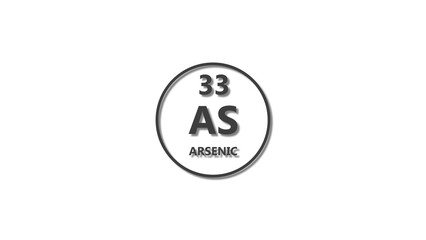 Arsenic icon texture deep gray color 4k illustration. 33 number Arsenic 4k illustration.