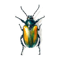 A_painting_of_beetle_on_a_white_Hand-painted watercolor style, vector set available in EPS, vectorized, vegetables set