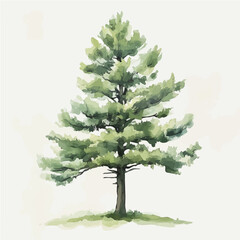 Green pine_tree painting design set Hand-painted style, vectorized, vector set available in EPS, Simple Hand-painted watercolor style