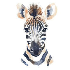Beautiful zebra head painting design set Hand-painted style, vectorized, vector set available in EPS, Simple Hand-painted watercolor style © Zizak