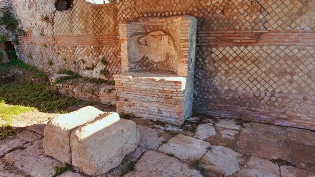 A domestic shrine or lararium at Ostia Antica, the old port of Rome, Lazio, Italy, dating back to the 7th century BC
