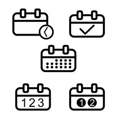 Calendar Icon collection. Outline calendar symbols for planning and scheduling. Set of calendar symbols.