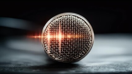 Microphone capturing sound waves in a professional studio setting.