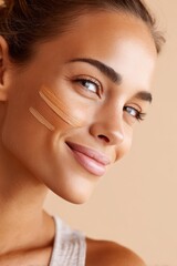 Woman with Foundation Swatches on Cheek