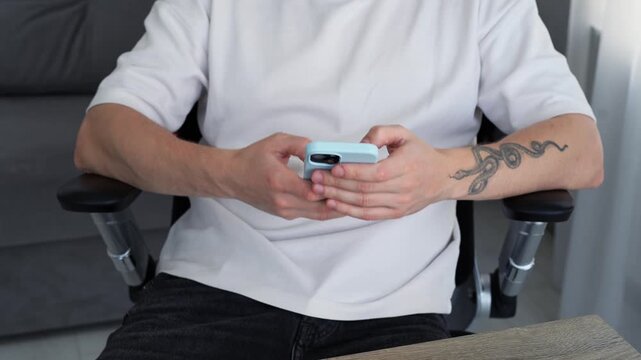 Typing on a touchscreen smartphone before sending.
A freelancer works remotely from home and writes an important message to a client.
Online correspondence with a client.
Internet, device, freelancer,