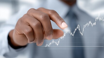 Business professional analyzing financial data on a digital interface