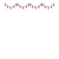 Red garland with transparent background red bulbs christmas lights for christmas, wedding, events 
