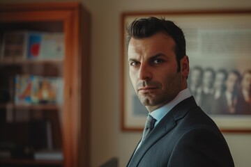 Handsome man Portrait in Office, Ai Generated