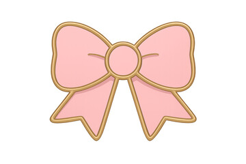 Fototapeta premium Pink bow with golden frame on transparent background
