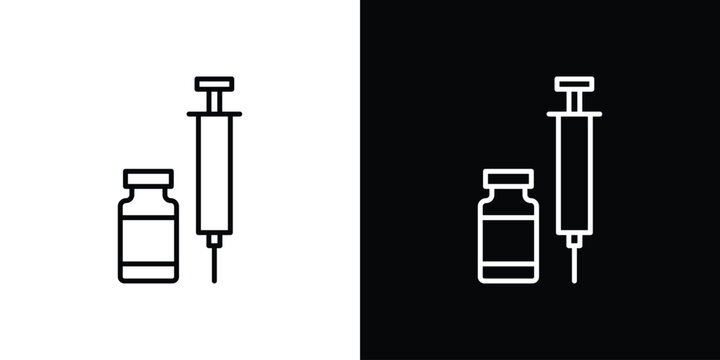 Vaccine vial icons vector.Editable stroke.linear style sign
