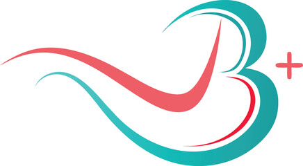 Abstract health symbol with letter b and red plus sign